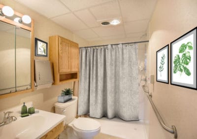 Walk-in shower and restroom